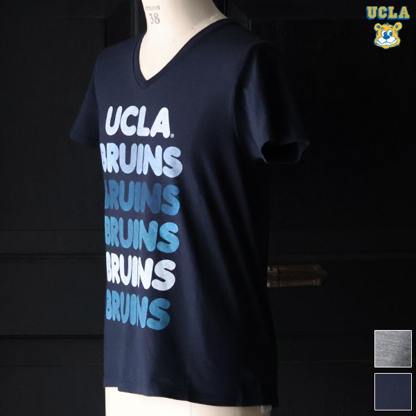 画像1: 【RE PRICE / 価格改定】 UCLA"BRUINS"コットン/三素材混カレッジプリント半袖VネックTシャツ / Audience