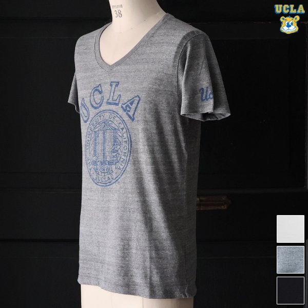 画像1: 【RE PRICE / 価格改定】 UCLA"UCLA"大学ロゴ三素材混カレッジプリント半袖VネックTシャツ / Audience