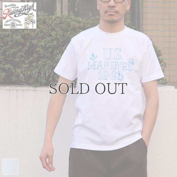 画像1: 【RE PRICE/価格改定】RIDING HIGH×EGG SNDWCH LABEL/ HANDWRITING STYLE PRINT TEE（MARINES）