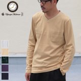 画像: コーマ天竺 2TONE Vネック ポケ付き L/S Tee【MADE IN JAPAN】『日本製』/ Upscape Audience