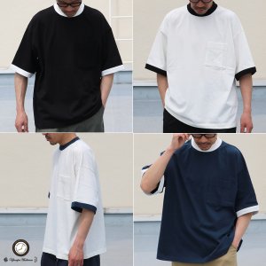 画像: VORTEX 8オンス（MVS天竺）モックネック リンガー ハーフスリーブ Tシャツ【MADE IN JAPAN】『日本製』/ Upscape Audience