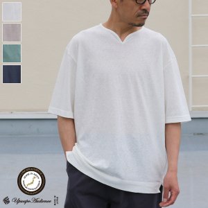 画像: PREMIERE LINEN(プレミアリネン)コットン天竺 キーネック ハーフスリーブTシャツ【MADE IN JAPAN】『日本製』/ Upscape Audience