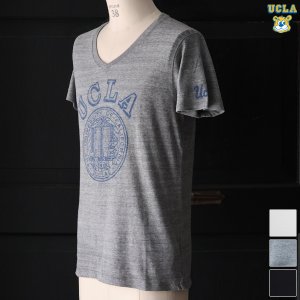 画像: 【RE PRICE / 価格改定】 UCLA"UCLA"大学ロゴ三素材混カレッジプリント半袖VネックTシャツ / Audience