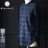 画像: フランネルチェックバンドカラーロング長袖_Shirts【MADE IN JAPAN】『日本製』/ Upscape Audience