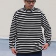 画像2: Basque10オンス（バスク天竺）フレンチボーダー モックネック ボクシー Tee【MADE IN JAPAN】『日本製』/ Upscape Audience (2)