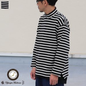 画像: Basque10オンス（バスク天竺）フレンチボーダー モックネック ボクシー Tee【MADE IN JAPAN】『日本製』/ Upscape Audience