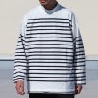 画像2: 「尾州」12オンス パネルボーダー モックネック ボクシーTシャツ【MADE IN JAPAN】『日本製』/ Upscape Audience (2)