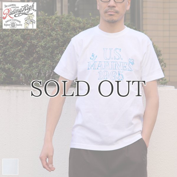 画像1: 【RE PRICE/価格改定】RIDING HIGH×EGG SNDWCH LABEL/ HANDWRITING STYLE PRINT TEE（MARINES） (1)