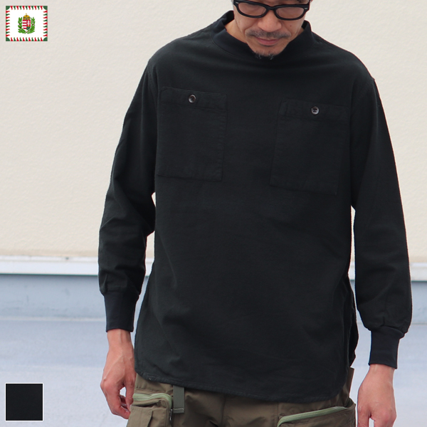 DEAD STOCK / Hungarian Army Flannel Mock Neck Round Shirts / 後